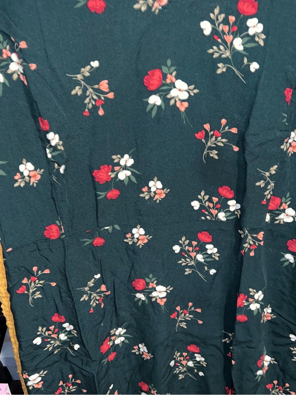 Old Navy Dark Green Floral V-Neck Midi Dress - Picture 2 of 5